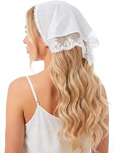 Sucrain Bandanas Head Headband for Women Lace Hair Scarf Bandana Cute Adjustable Bandanas Head Kerchief Accessories
