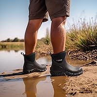 Vista 5 de HISEA Botas de goma para hombre, botas de lluvia impermeables para exteriores, para césped y jardín