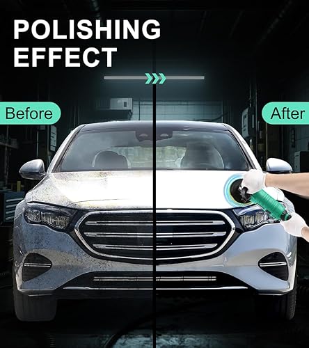 Miniatura 7 de Pulidora de búfer, kit de pulidores y pulidores de automóvil de cobre puro de 1600 W, 7 velocidades variables de 1000 a 3500 RPM, pulidores y