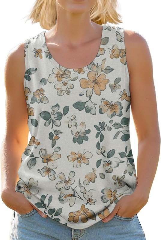 domirica Women's Tank Tops Crewneck Sleeveless Tops Printed Beach Party Fashion Casual Club Sexy Hawaiian Vacation Summer Cropped Camisole Outdoor Camisole,S