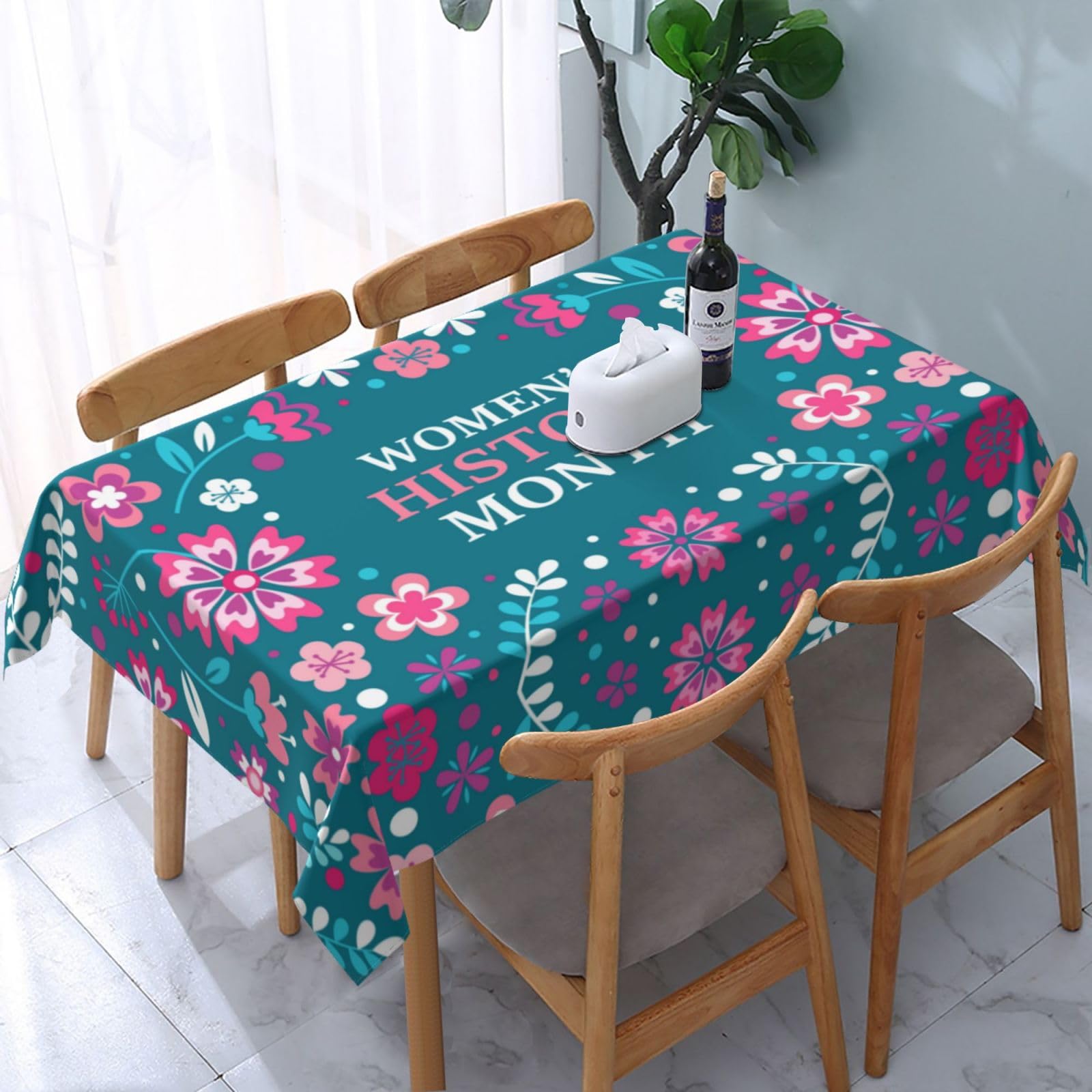 JunHeArt Women'S History Month Tablecloth Rectangle Table Cover Washable Table Cloths Decor For Kitchen 54" X 72"