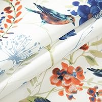 Vista 85 de VOGOL Cenefas con patrón de pájaros para ventanas de cocina, cenefa texturizada de lino con estampado floral y pájaros para ventanas pequeñas