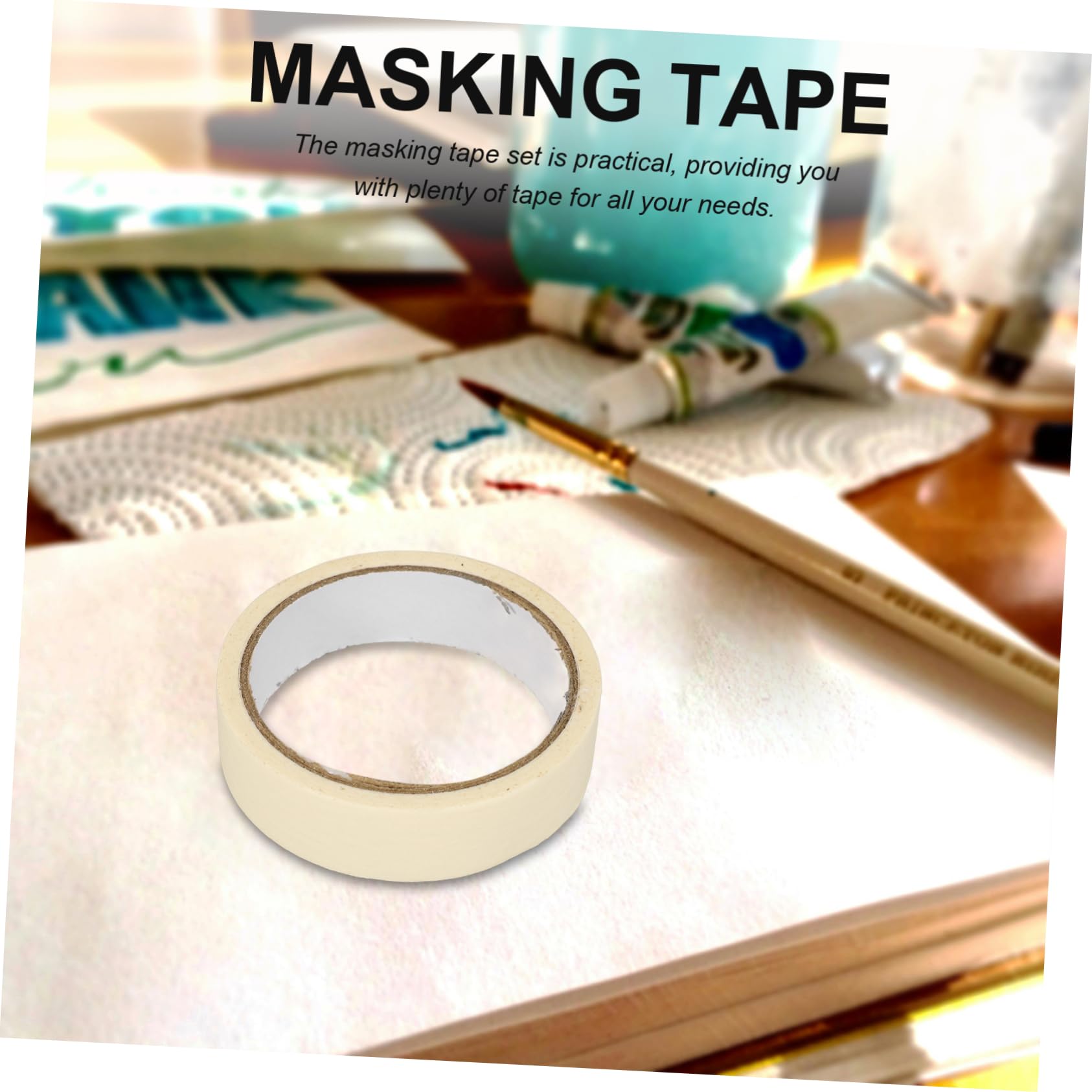 CIYODO Wide Masking Tape 10 Rolls 2cm x 20m Residue Paper Masking Tape for Painting Decorative Projects
