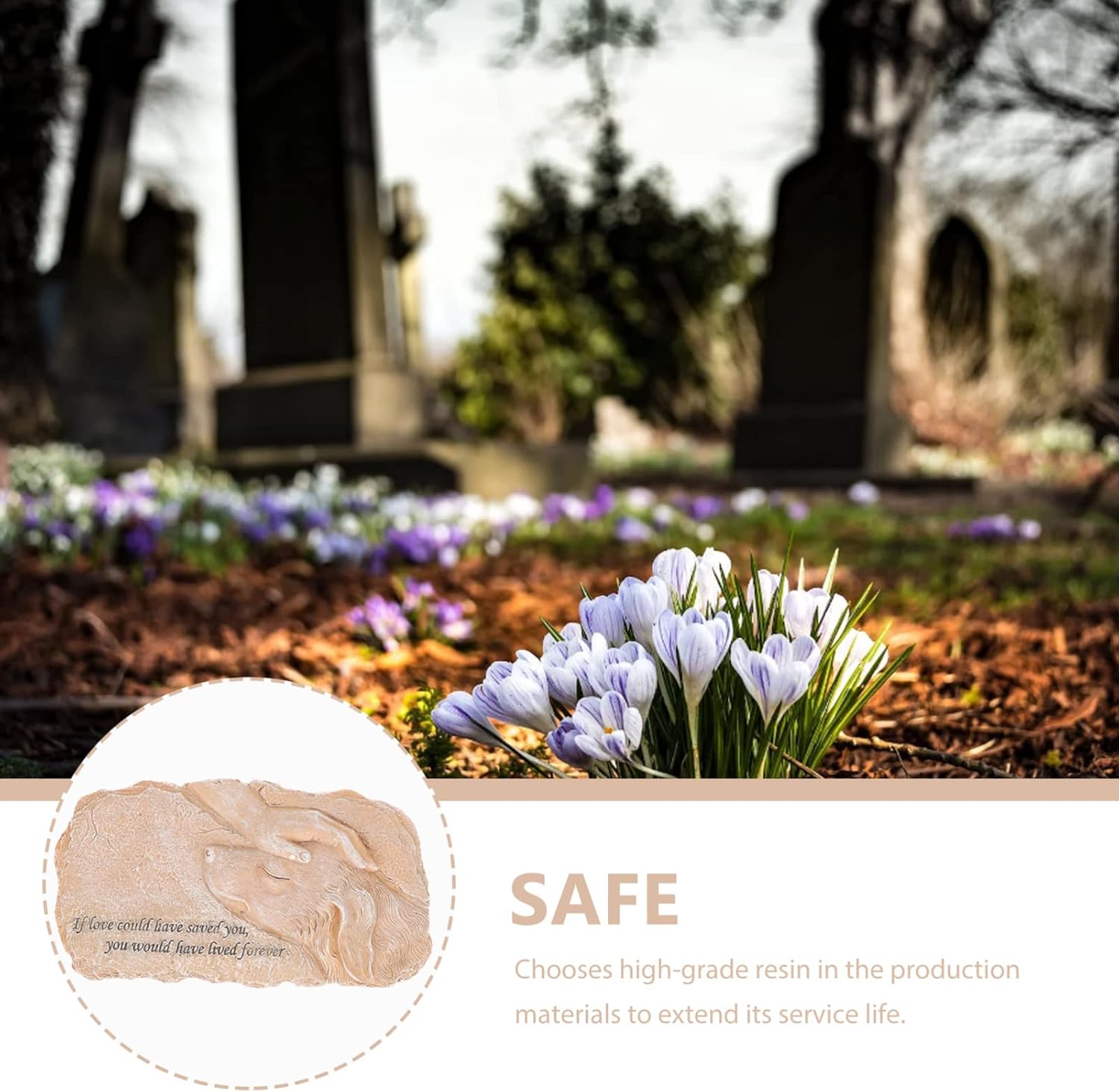 Dog Memorial Resin Stone Statue Pet Grave Marker Outdoor Pet Tombstone Decorations