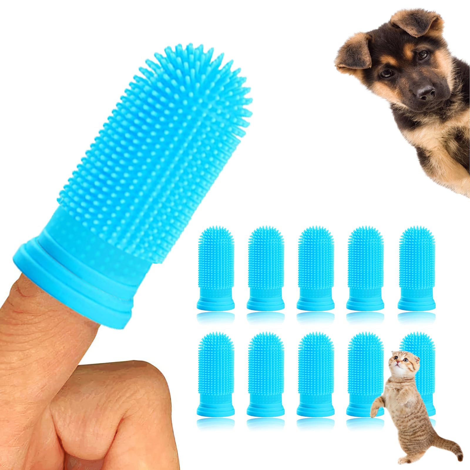 10Pcs Spazzolino per Cani, 360º Spazzolino da Denti Del Dito del Cane, Silicone Pets Denti Pulizia Spazzolino per Cani, Cuccioli, Gatti & Piccoli Animali Dentali Cura Dentale