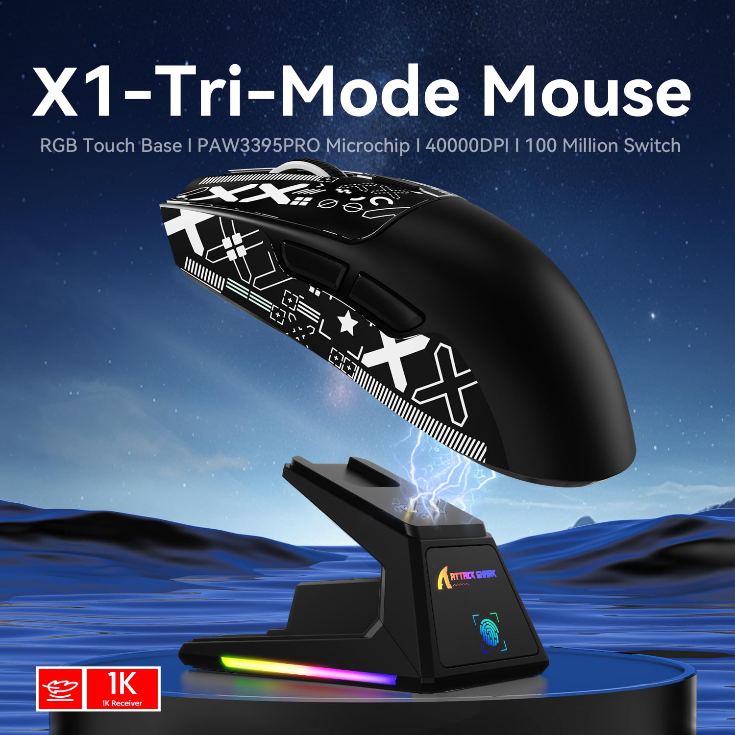 Amazon | X1 超軽量ワイヤレスゲーミングマウス RGB磁気充電ドック付き