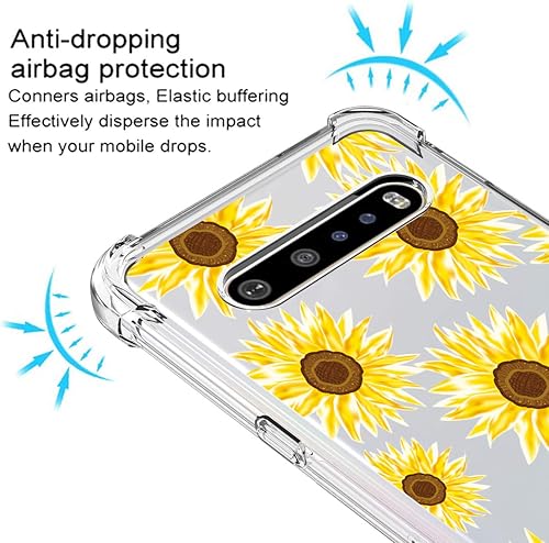 Miniatura 5 de Osophter Funda para LG V60 ThinQ, LG V60 Funda floral floral para niñas y mujeres, absorción de golpes flexible de goma TPU para LG V60 ThinQ (flor