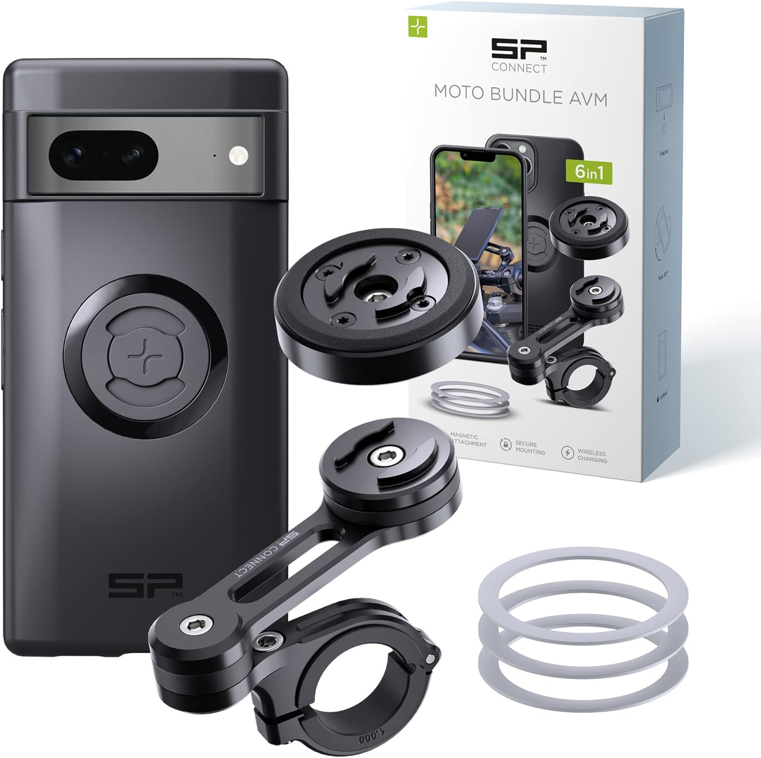 SP CONNECT Moto Bundle II with Anti Vibrations Module| SPC+ | Compatible with for Google Pixel 7| Motorcycle Phone Mount |Phone Mount for Motorcycle Handlebars | Cell Phone Holder