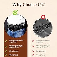 Vista 5 de Harmo Cinturón de armónica profesional, capacidad de 12 ranuras para armónicas diatónicas, cinturón de cuero de microfibra duradera con hebilla