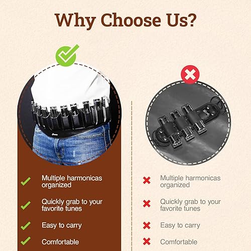 Miniatura 5 de Harmo nica Cinturón microfibra Cuero para 12 armónicas - Harmo