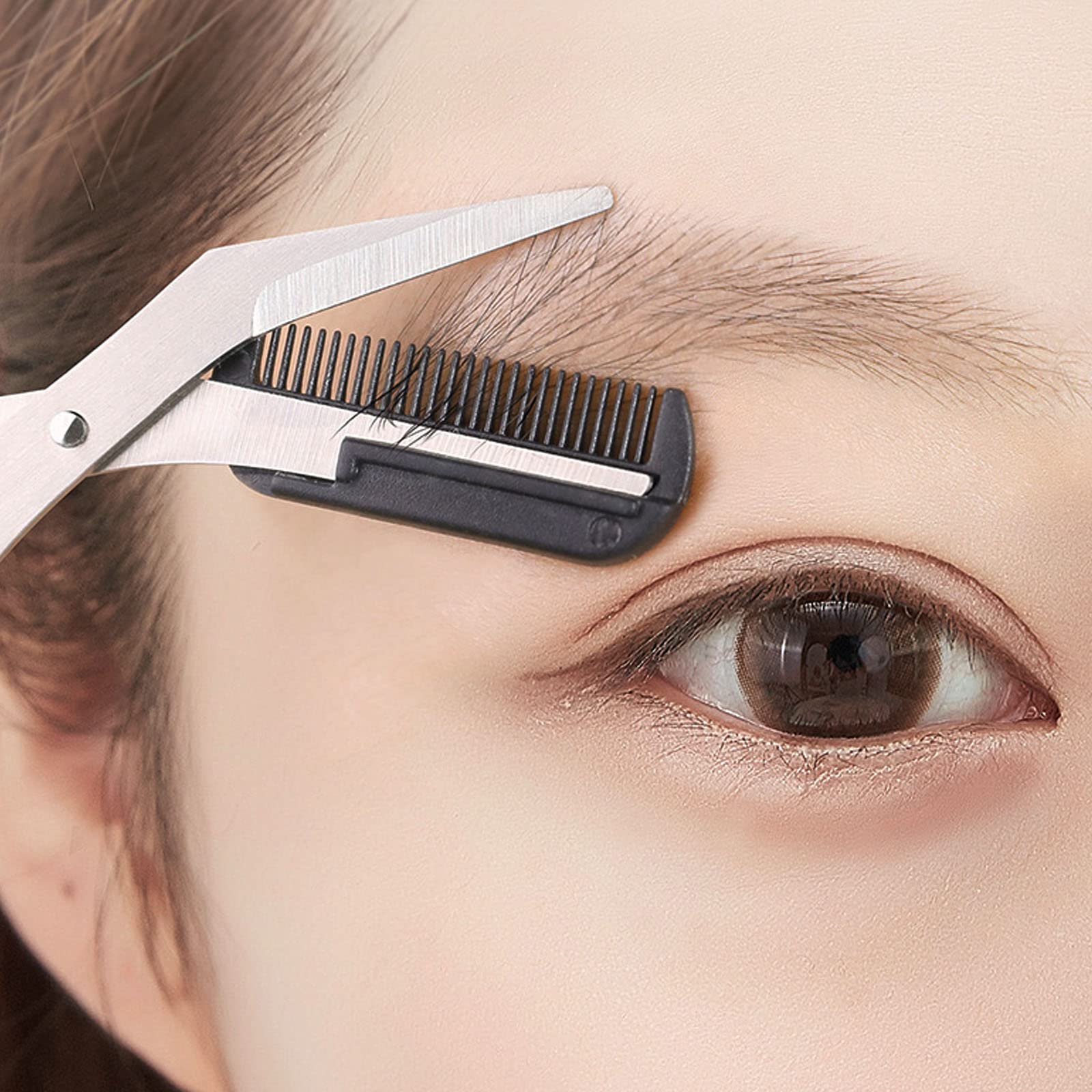 Ciseaux pour Tailler les Sourcils,Ciseaux Sourcils Homme,Ciseaux avec Peigne,Ciseaux à Sourcils Tondeuse,Ciseaux à Sourcils Avec Peigne,Pour Taille,Soins,Pour Homme et Femme(Noir)