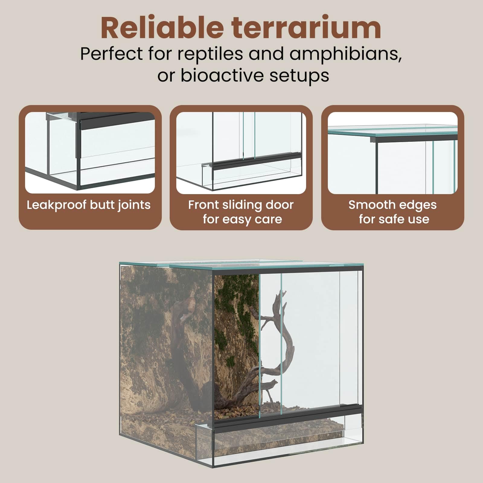 vidaXL Terrario Transparente 30 x 30 x 30 cm Cristal, Terrario de Vidrio Moderno, Refugio Resistente, hábitat 360°, hogar Transparente para Animales