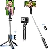 Selfie Stick, Mini, Stable, Tripod, Digital Camera, iPhoneAndroid Smartphones, Remote Control, Portable, Foldable, 28.0 inches 71 cm, 7 Telescopic Levels, 360° 260° Adjustable, 4–7 Inches