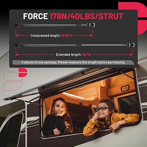 Miniatura 16 de BDFHYK C16-17796 20 inch 110Lbs/490N Gas Struts Shocks Lift Support for are Leer Camper Shell Topper Rear Window, Truck Bed Cover, Cabinet lid Door