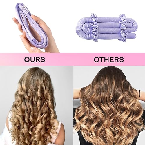 Miniatura 5 de Lanzhire Diadema rizadora sin calor para rizos largos y cortos durante la noche (morado)