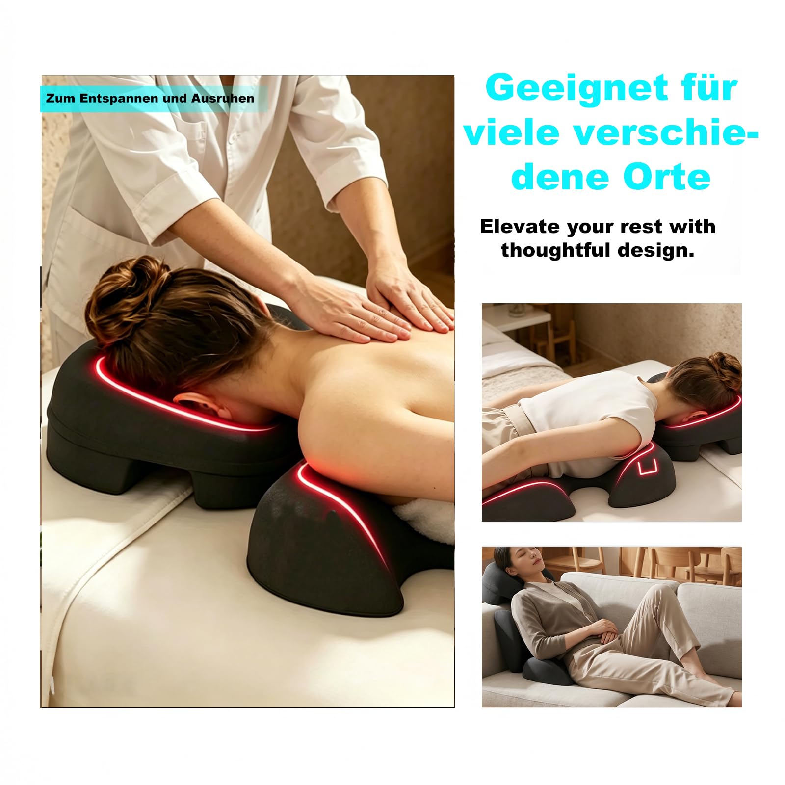 Set de Almohadas Faciales y Almohadas de Masaje para el Pecho, Reposacabezas de Masaje y Almohada de Apoyo para la Cama para Salones de Belleza, Spas y Uso Diario (Gris Oscuro)