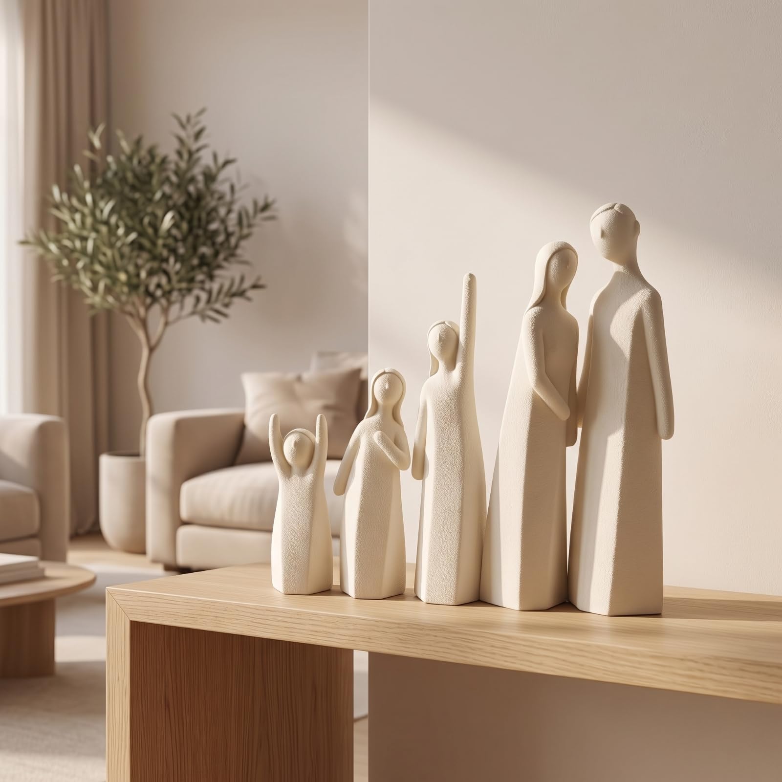Scultura Concettuale Statua | Effetto Pietra, Minimalista, Scultura con Cinque Figure, per Libreria, Scrivania