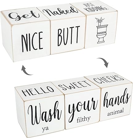 Amazon.com: Funny Farmhouse Bathroom Decor and Accessories for Shelf, 4