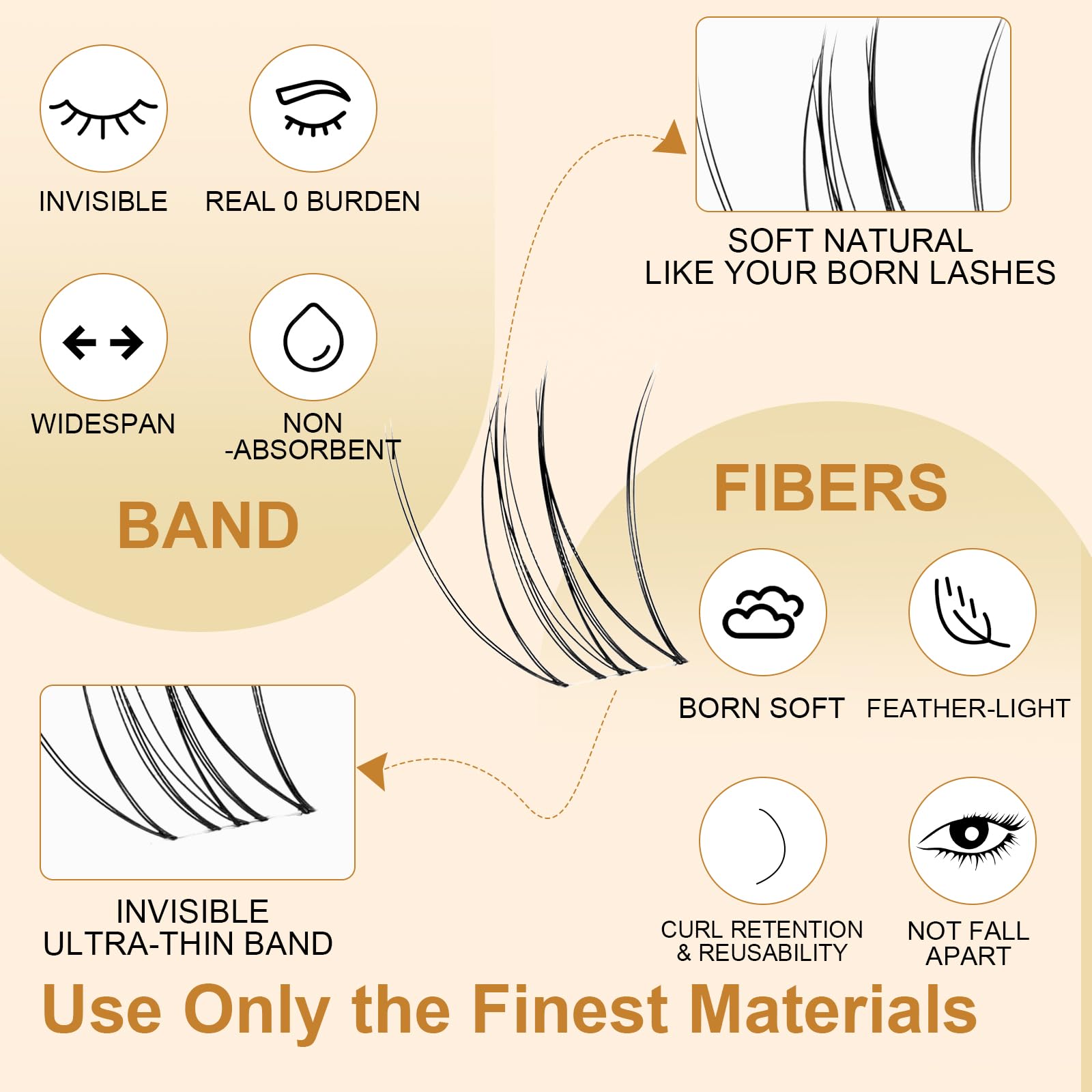 DIWINSH Wispy Cluster Lashes 140 Pcs 10mm Manga Eyelashes C Curl DIY Natural Individual Cluster Eyelash Extensions Thin Lash with Clear Lash Band Comfortable and Lightweight For Daily Wear (ME-10mm) - Image 3