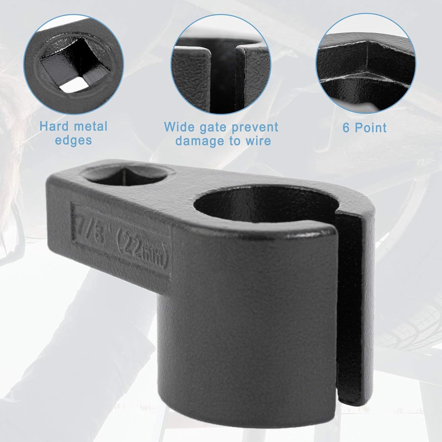 Aoerzn Premium Offset Oxygen Sensor Socket, 3/8-Inch Drive, 7/8-Inch (22mm), Wire Gate Accesses Sensor from The Side to Prevent Wire Damage, Universal for Most Models of Cars