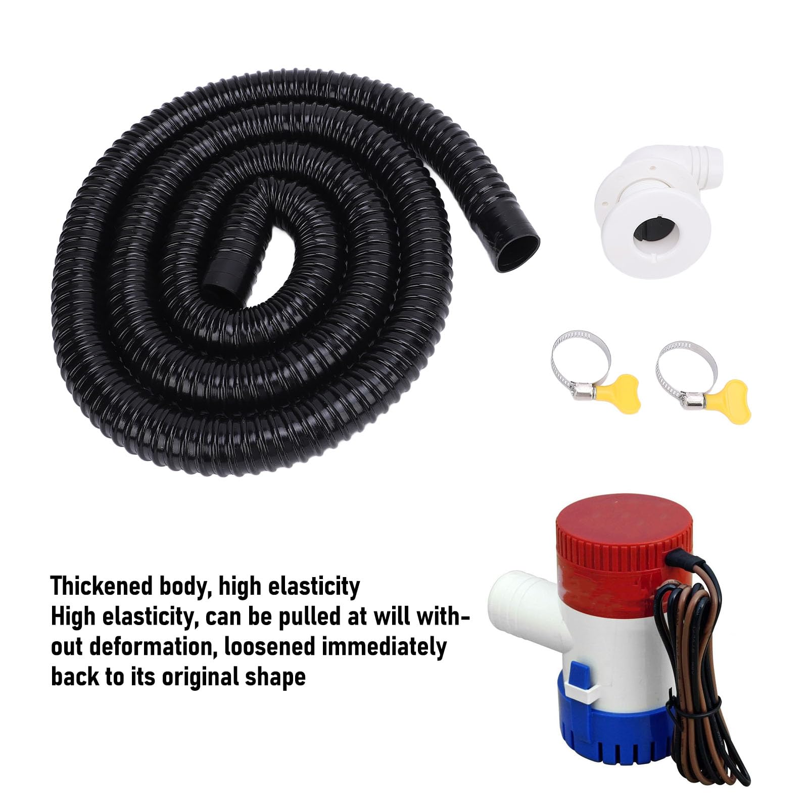 Sxhlseller Kit de Tuyau de Drainage de Pompe de Cale 1100GPH, Drainage de Cale Marin épais pour Bateau et Motomarine 29mm (WHITE)
