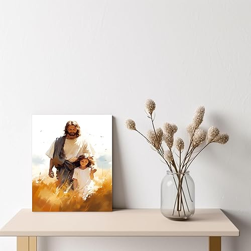 Vista 125 de Arte de pared de Jesús y el niño, póster minimalista bohemio cristiano, lienzo para pared, imagen abstracta de Jesús, arte cristiano religioso Jesús