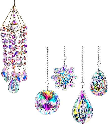 Atrapasoles de prismas de cristal arcoíris para colgar en interiores y ventanas