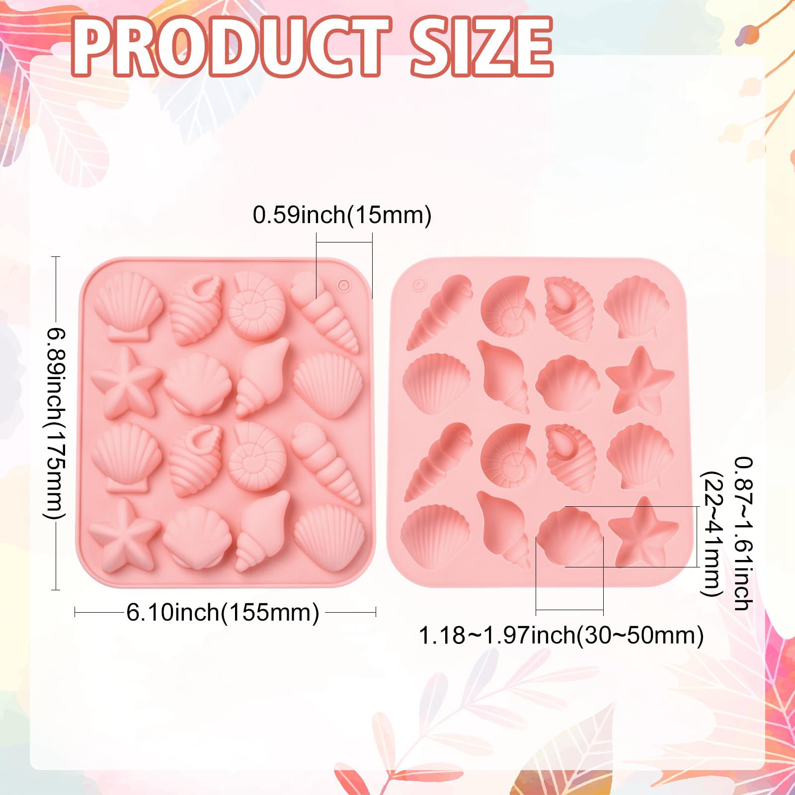 UR URLIFEHALL 3 Pcs Marine Themed Silicone Moulds Starfish Conch Shell Fondant Moulds for Chocolate Bread Cake Candy Pudding Butter Making - Image 2