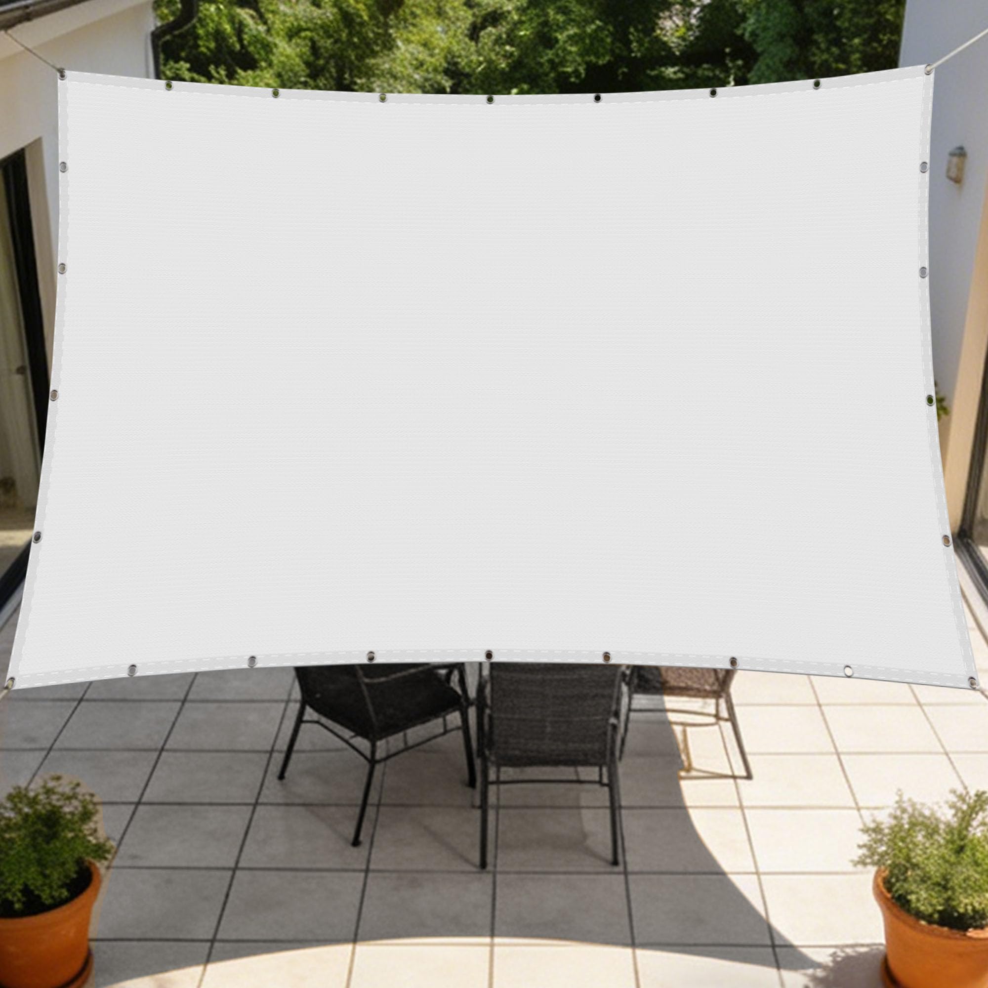 Toile ombrage imperméable rectangulaire 2x5m blanche pour jardin