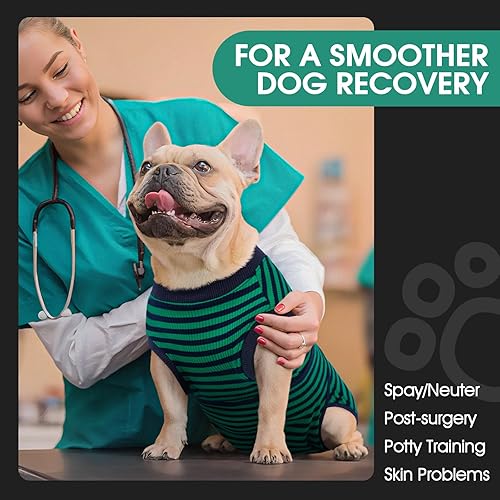 Miniatura 34 de Fuamey Traje de recuperación para perros, esterilización, protege la piel, antilamidos, heridas abdominales, mameluco para hembra, macho, cachorro
