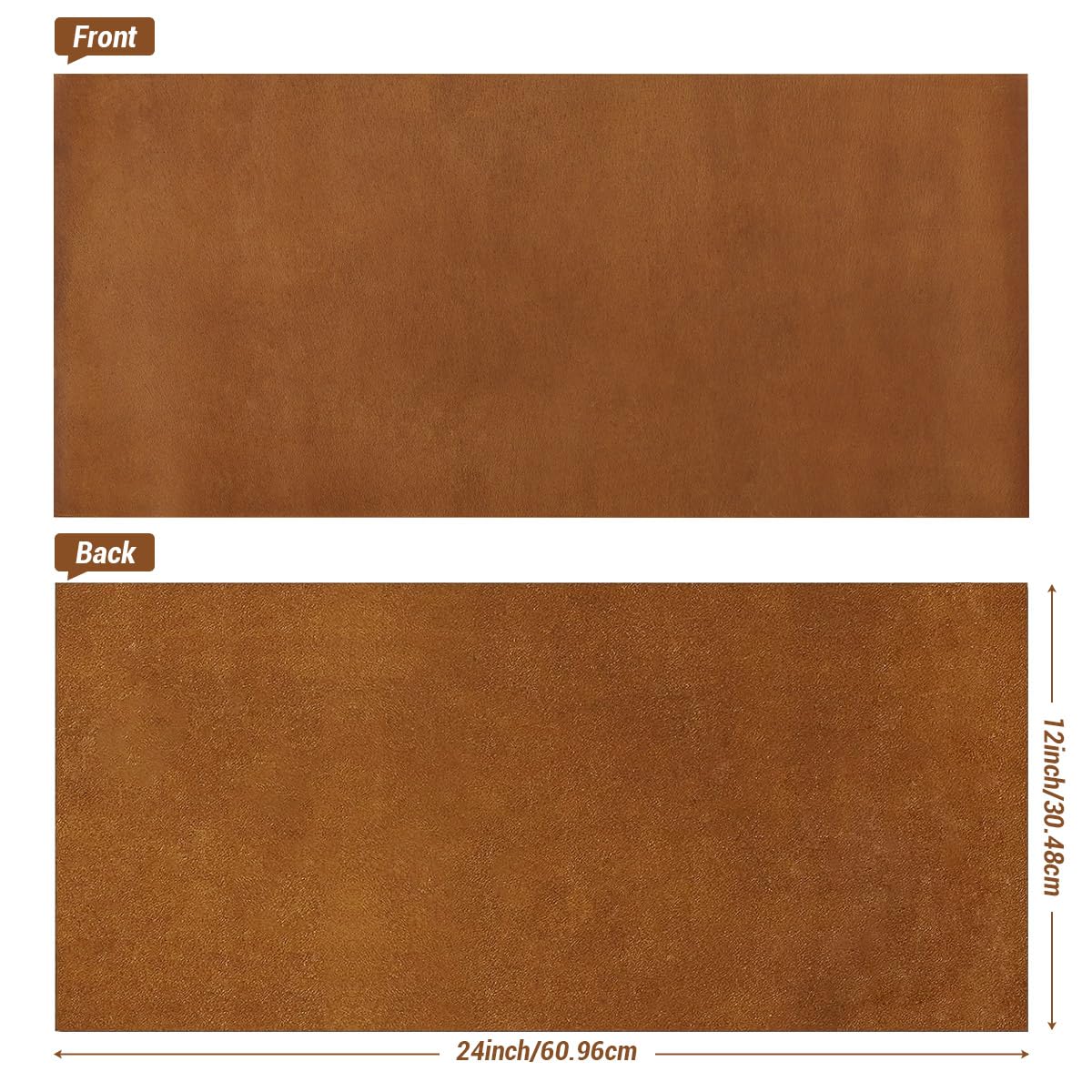 Cuadrado de cuero genuino para manualidades, hojas de cuero de caballo loco de 12 x 24 pulgadas, piezas de cuero de grano completo, material de cuero grueso para trabajo de cuero, 1.8-2.1 mm, marrón