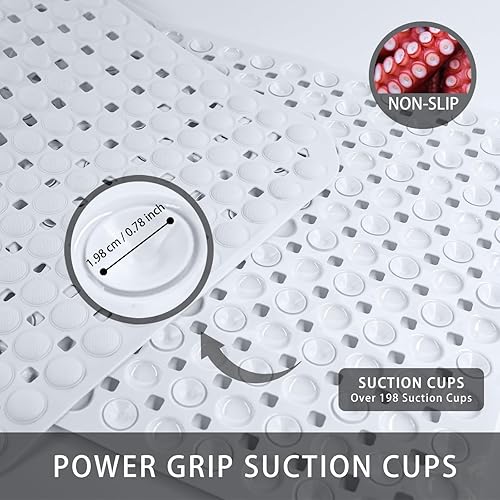 Miniatura 2 de Tapete de bañera antideslizante extragrande, tapete de ducha TPR de 36 x 17 pulgadas con más de 198 ventosas, tapete de baño para ancianos y niños,