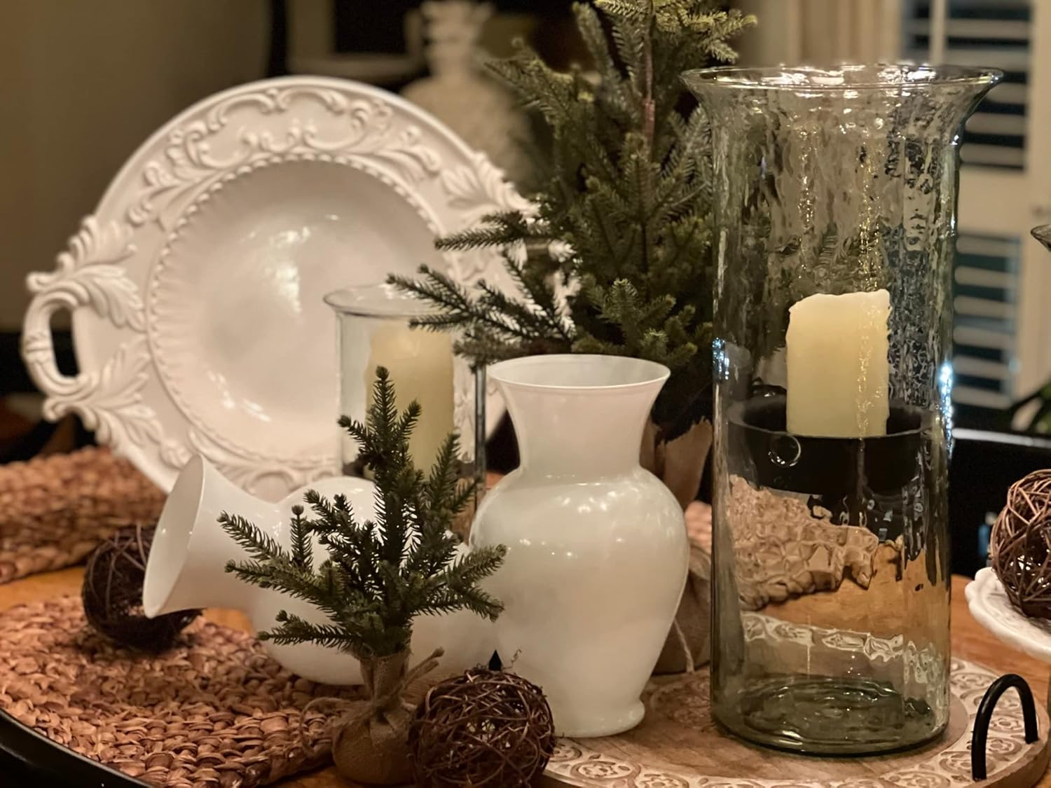 White Glass Trumpet Vase for Floral Arrangements