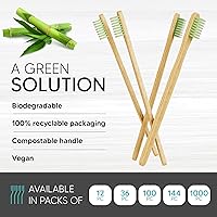 Vista 2 de Paquete de 12 Cepillos de Dientes Desechables de Bambú con Pasta de Dientes Incorporada - Cepillos de Dientes Prepastados Envueltos Individualmente