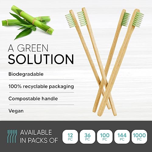 Miniatura 2 de Paquete de 12 cepillos de dientes desechables de bambú con pasta de dientes integrados, cepillos de dientes prepegados envueltos individualmente,