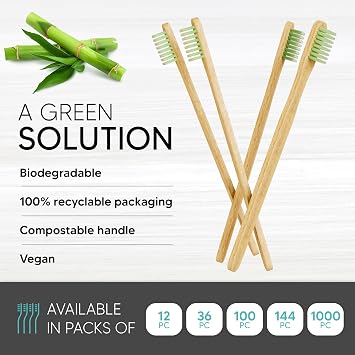 12 Pack Disposable Bamboo Toothbrushes with Toothpaste Built in - Prepasted Toothbrushes Individually Wrapped - Single Use Waterless Tooth Brush with Soft Bristles for Hotel, Camping, Travel