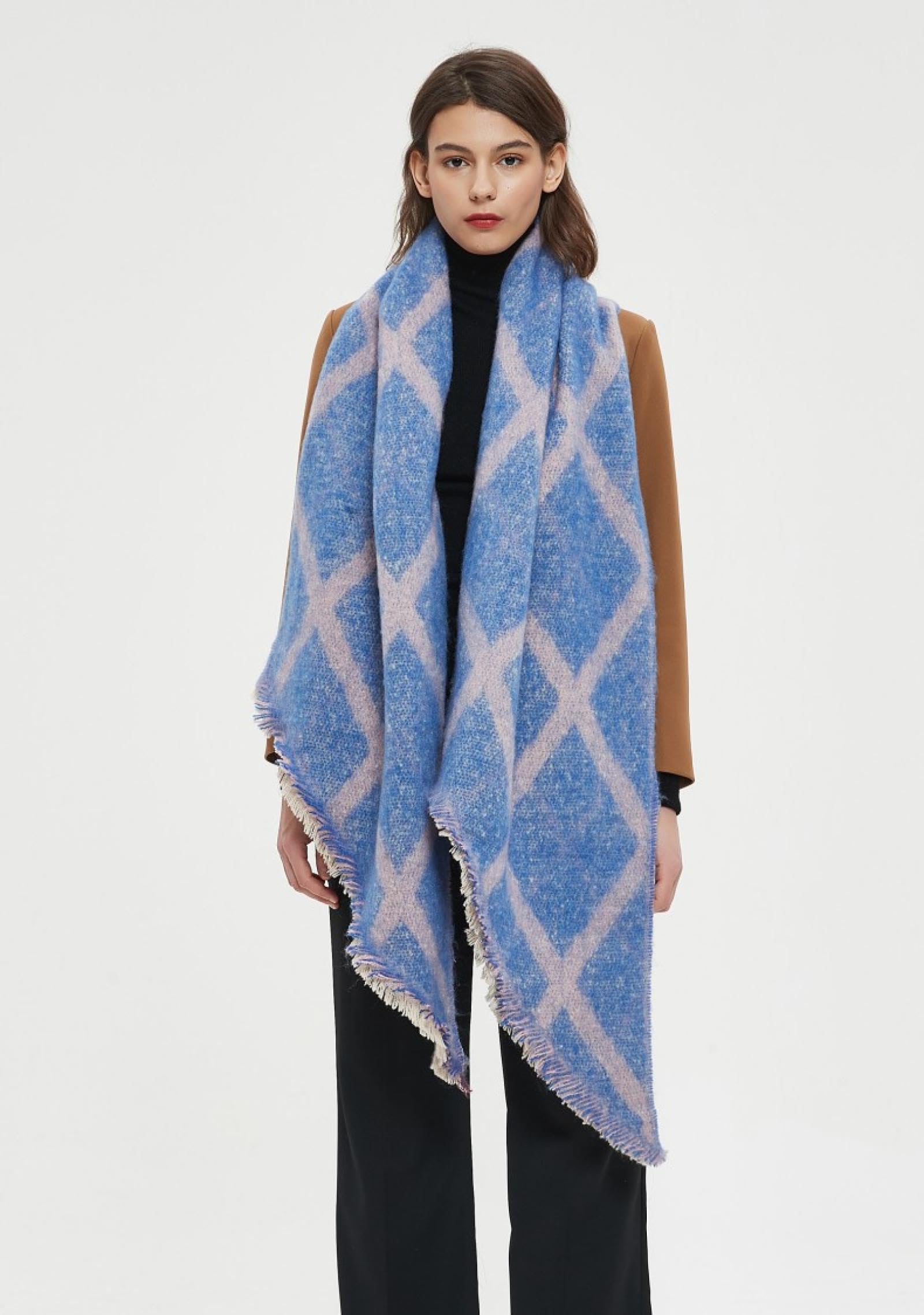 Sciarpa Donna Scialle Uomo Sciarpa da Donna con Sciarpa Diagonale A Quadretti Autunno E Inverno