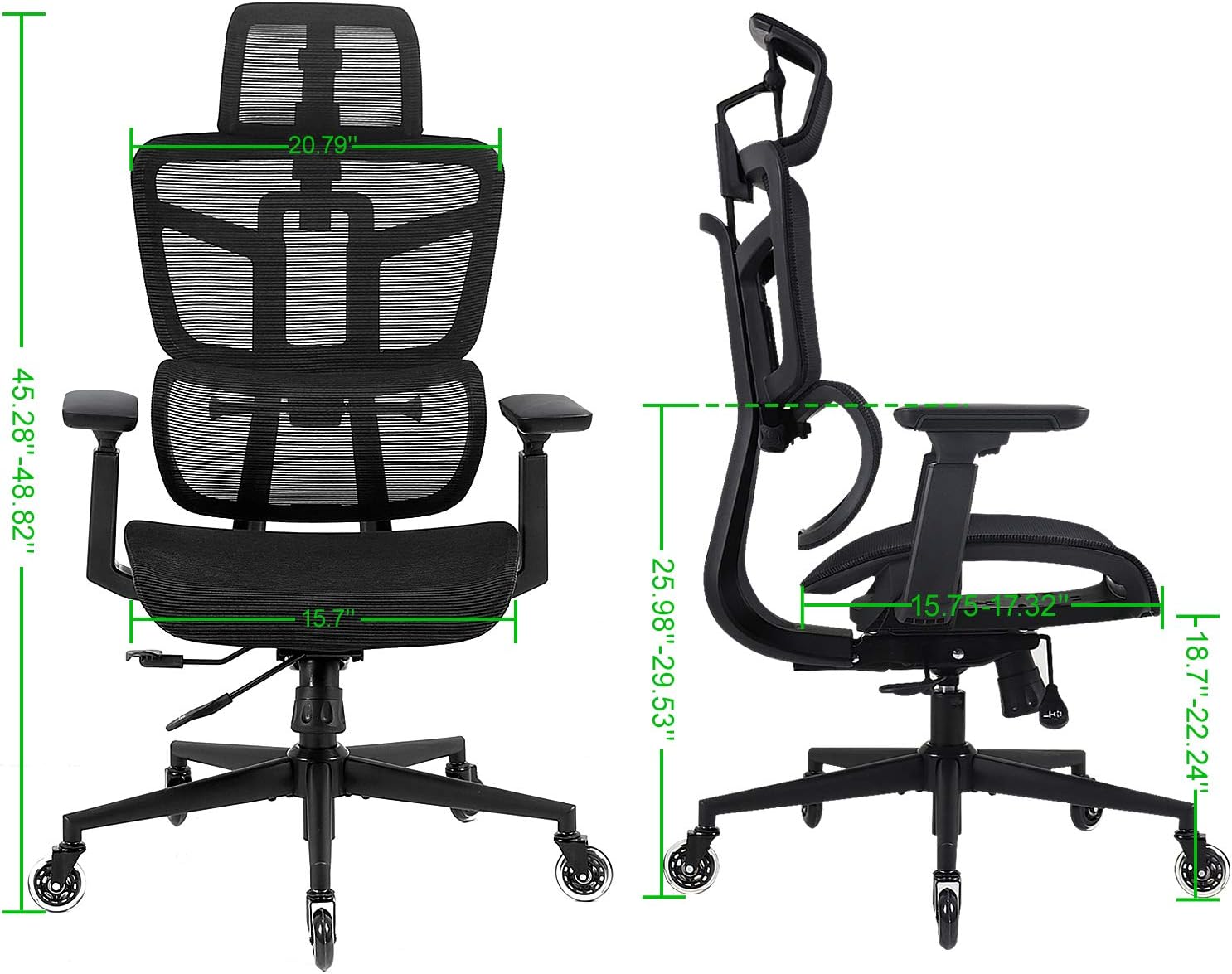 Ergonomic Mesh Office Chairs, Desk Chair with Adjustable Backrest, 5-Year Warranty Executive Chair with 4D Armrest, Adjustable Lumbar Support Computer Chair, BIFMA Passed Task Chairs… (black, Classic)