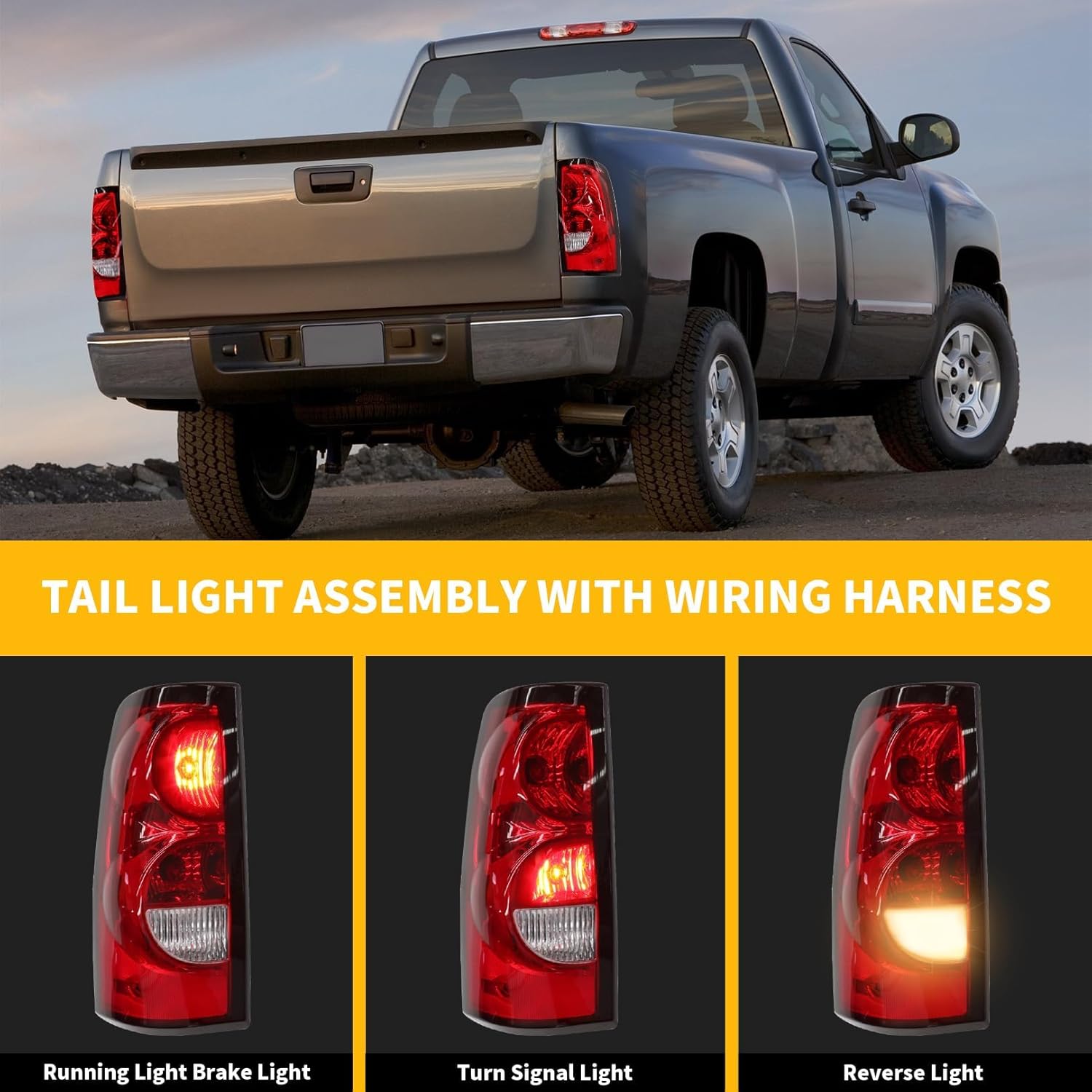 Tail Lights Assembly W/Bulbs Brake Lamps GM2800174 GM2801174 Compatible with 2003-2006 Silverado 1500 2500 3500 HD Driver and Passenger Side