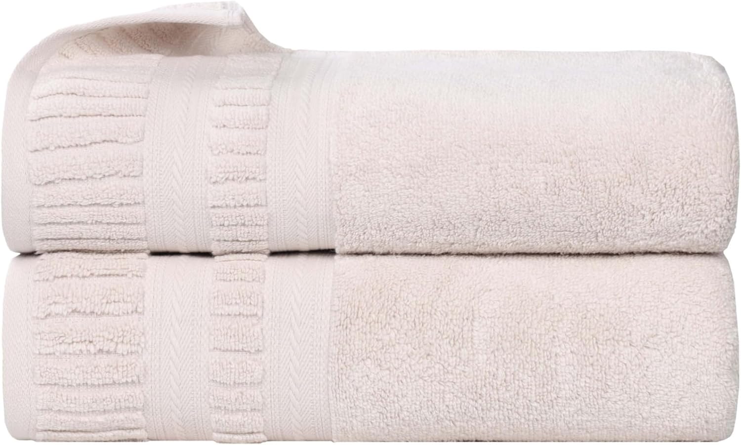 Superior Venice Zero Twist Cotton Medium Weight Towels, for Guest Bath, Bathroom, Shower, Spa, Plush Towels, Bath Essentials, Ribbed Textured Border, Bath Towels, Set of 2, Silver