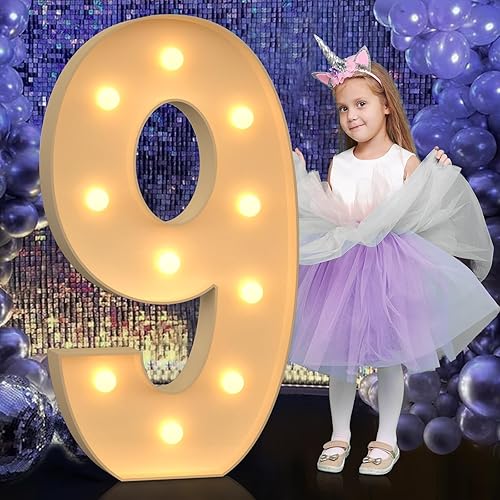 Miniatura 70 de Números iluminados grandes de 4 pies, números de marquesina 2 para decoraciones de cumpleaños de 21 para niños y niñas, números gigantes iluminados