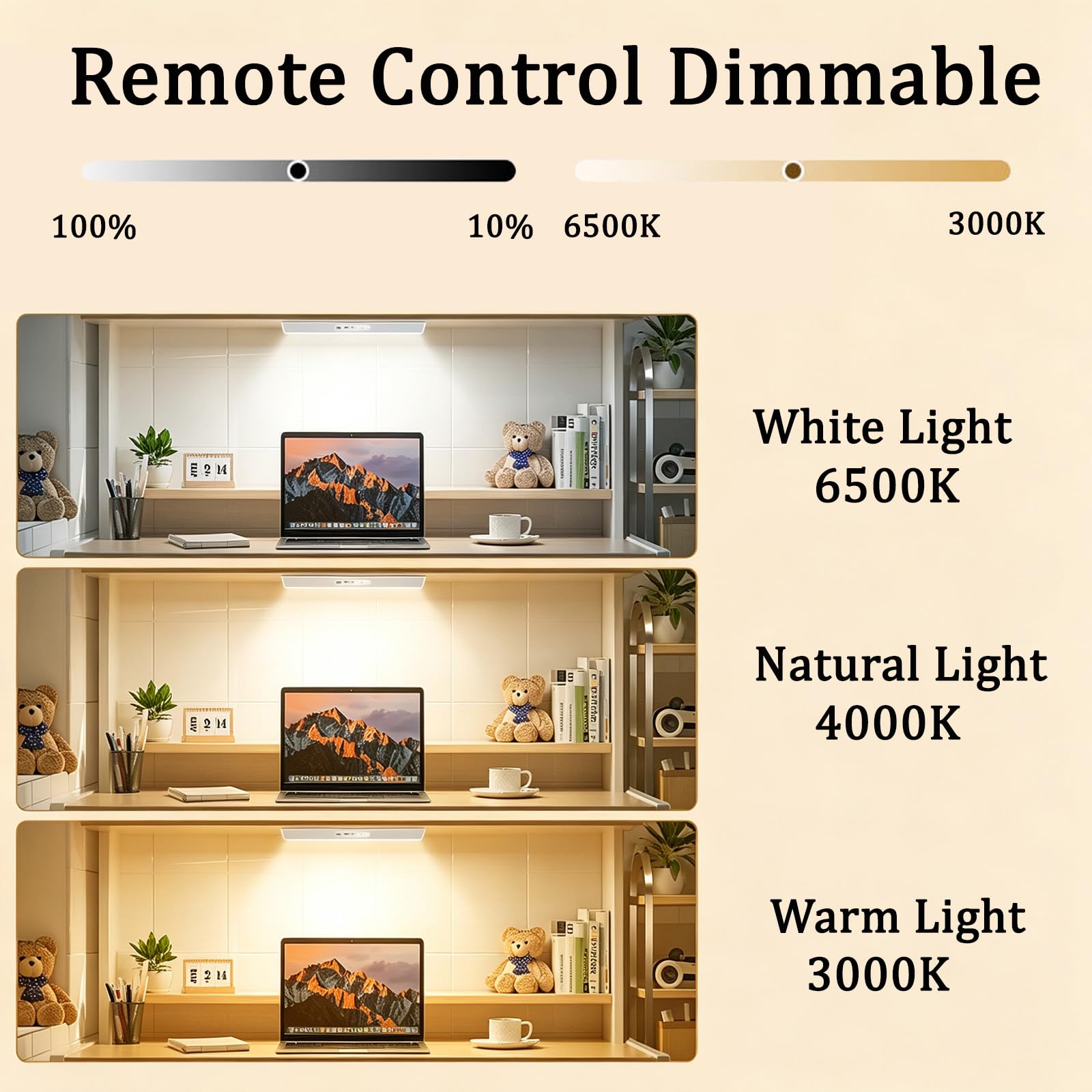 LED Unterbauleuchte Akku Wandleuchten mit Bewegungsmelder Dimmbare Wandbeleuchtung mit Fernbedienung Magnetische Wandleuchte für Schrank Küche Wohnzimmer Schlafzimmer (Silber,45cm)