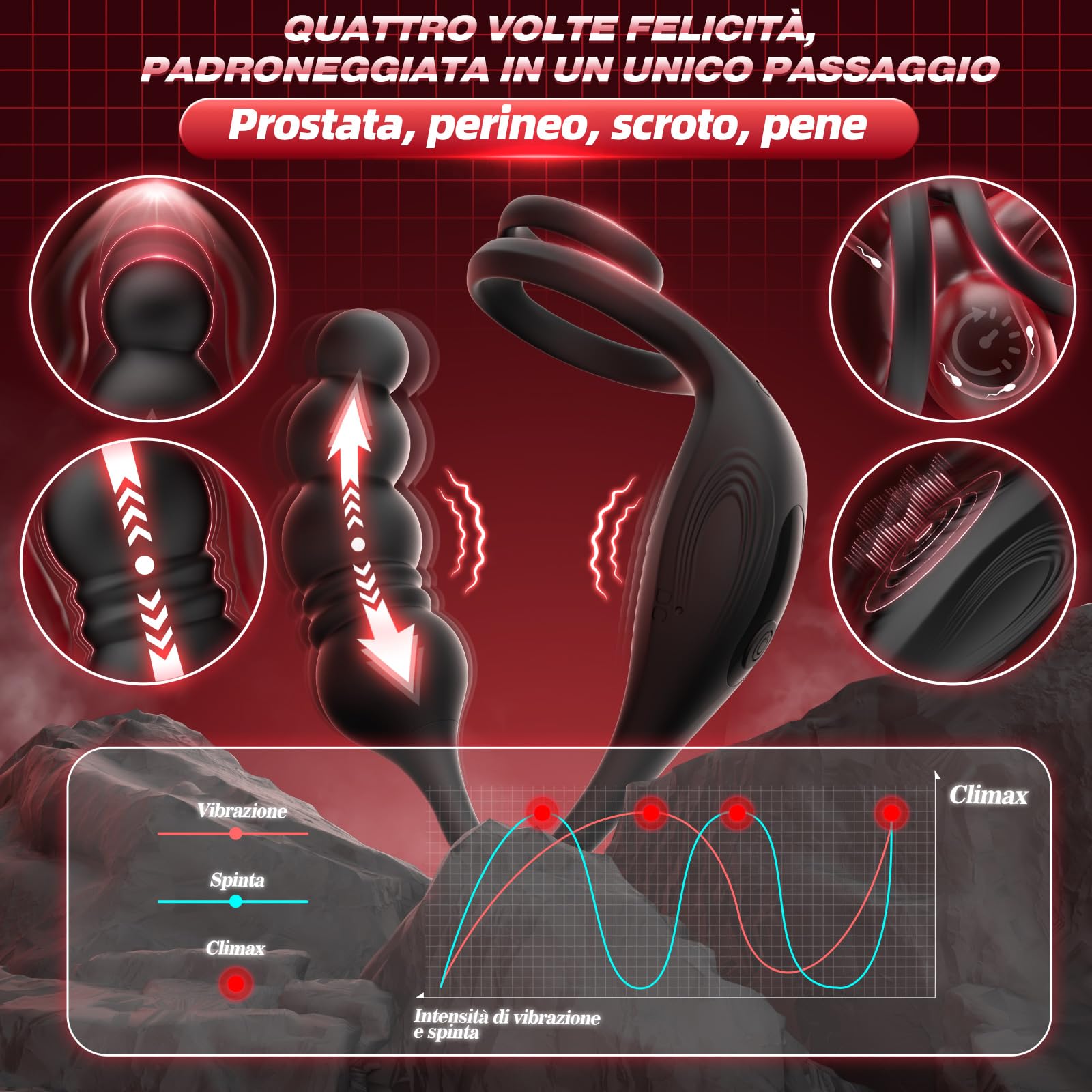Vibratore per Uomo Stimolatore Prostata Anal Plug Sex Toys, Vibratore Anale Dildo Anale Plug Analesex Toy con Telecomando, Sex Toy Uomo Donna Butt Plug 9 Mode Télescopique & Vibrations Interazione AI