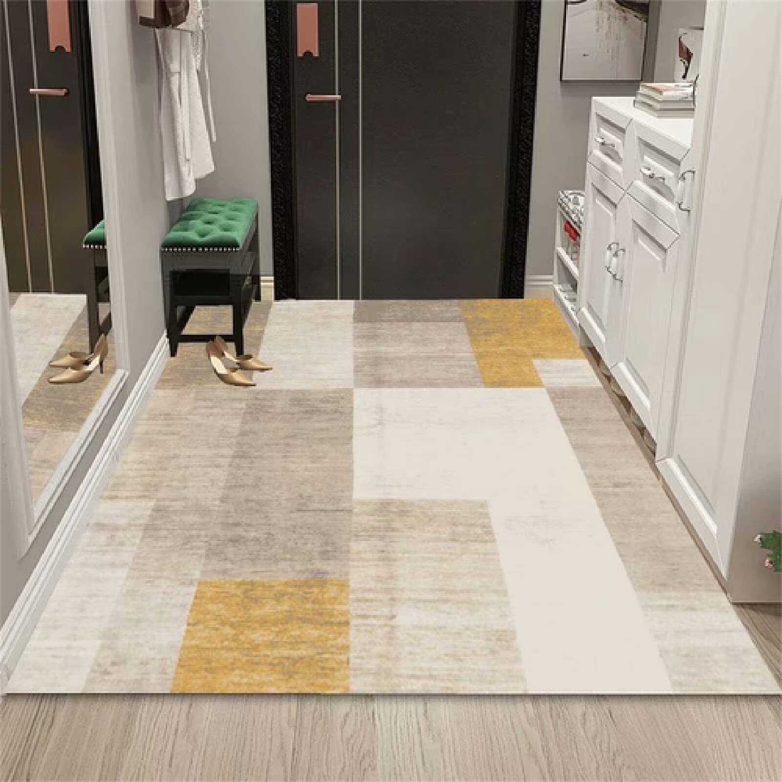 Tapis coloré jaune et rose 80x120cm à poils courts idéal pour décorer la chambre ou le salon