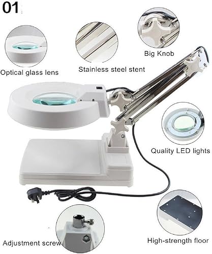 Miniatura 6 de Vinmax - Lupa de escritorio plegable LED de 50in lente de cristal rotativa 10 x lupa con luz LED ángulo de altura ajustable lupa de 10 x ampliación