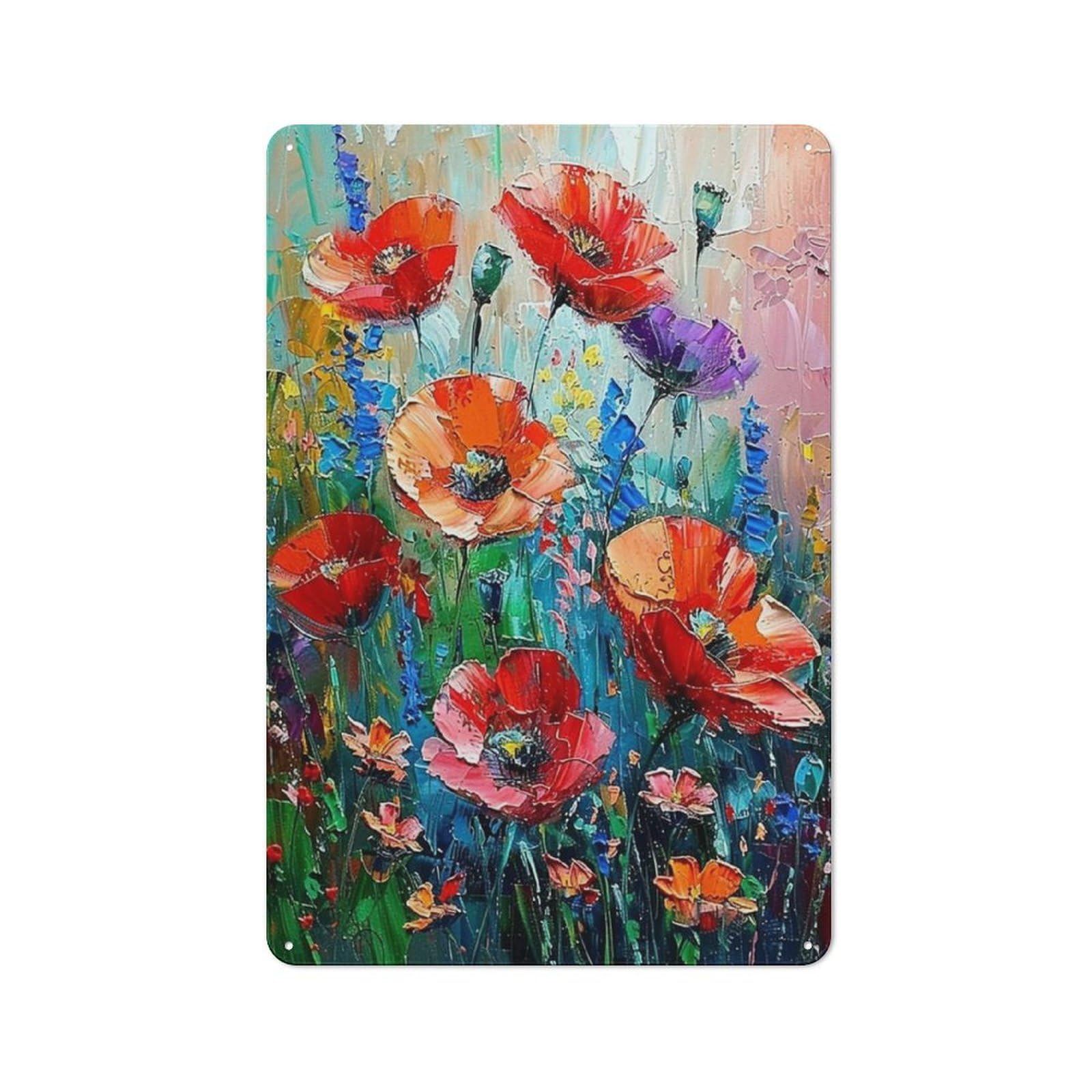 ACDOET Rustic Metal Tin Sign Flowers From The Inner Force Wall Art, Beautiful Flowers Wall Decor Picture Artwork Painting, Birthday 8x12 Inch