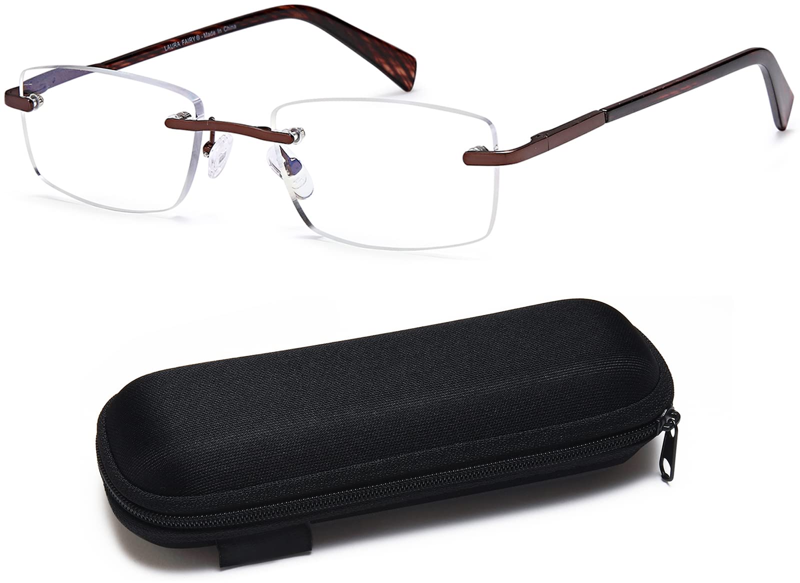 LITIMA Gafas Presbicia Hombre, Gafas De Lectura Sin Montura, Gafas De Lectura Con Bisagra De Muelle Gafas De Ayuda a La Visión 1.75X