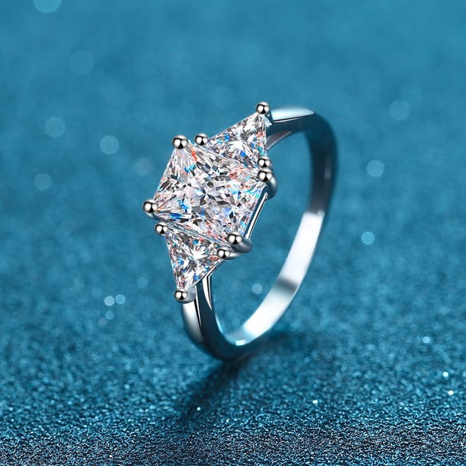 Anelli in argento, anello gioielli in argento moissanite radiano, fedi nuziali, regali di fidanzamento per donna
