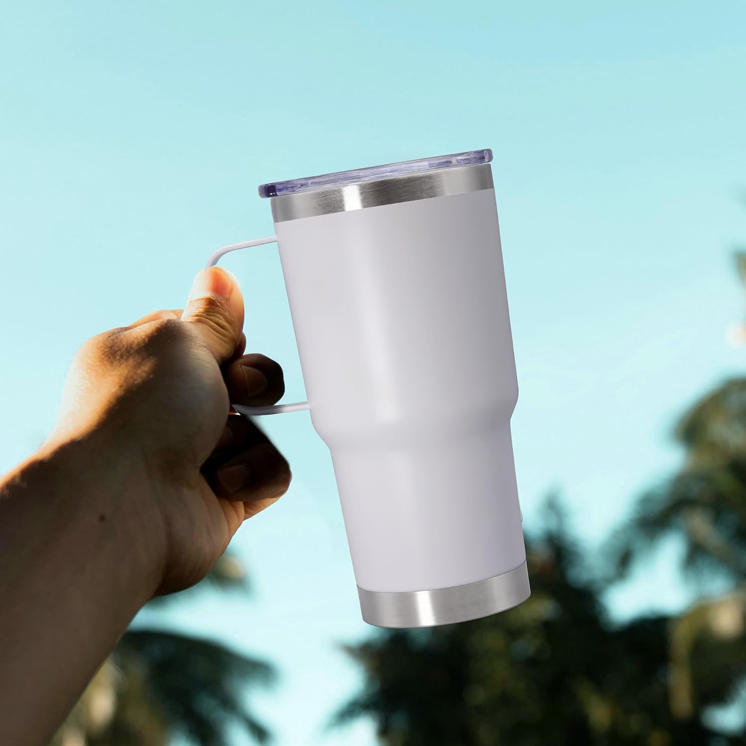 20 oz Tumbler with Handle and Lid, Stainless Steel Tumbler Insulated Travel Coffee Mug, Spill Proof Double Wall Vacuum Tumbler Cup Keep Drink Hot & Cold,White, 1 Pack - Image 9