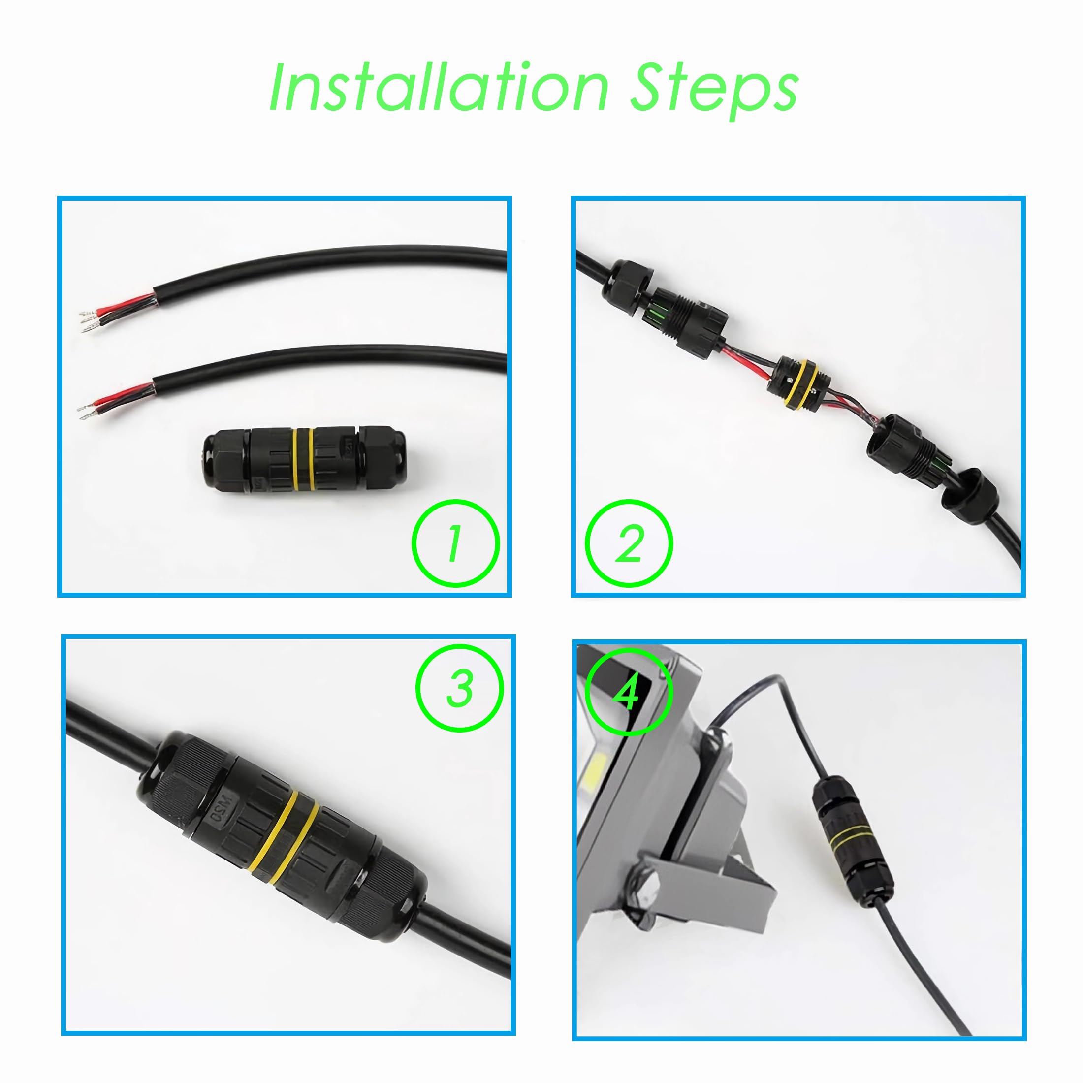 IP68 Waterproof Junction Box - 2 Way Cable Connector -6